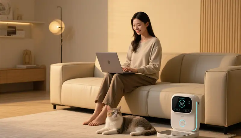 主人通过智能设备管理爱宠健康数据，宠物保健品融入智慧养宠生态系统。杭州宠物智能产品设计是构建未来品牌信任的关键。